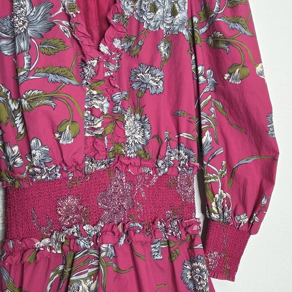 LOVE THE LABEL Wanda Floral Print Puff Sleeve Ruffle Dress Women's Size Small - Picture 10 of 16